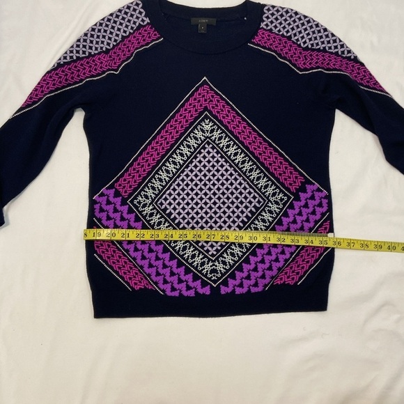 J.Crew Women’s Black or Blue /Multicolored Embroidered Sweater, Size-Small. - Picture 5 of 12